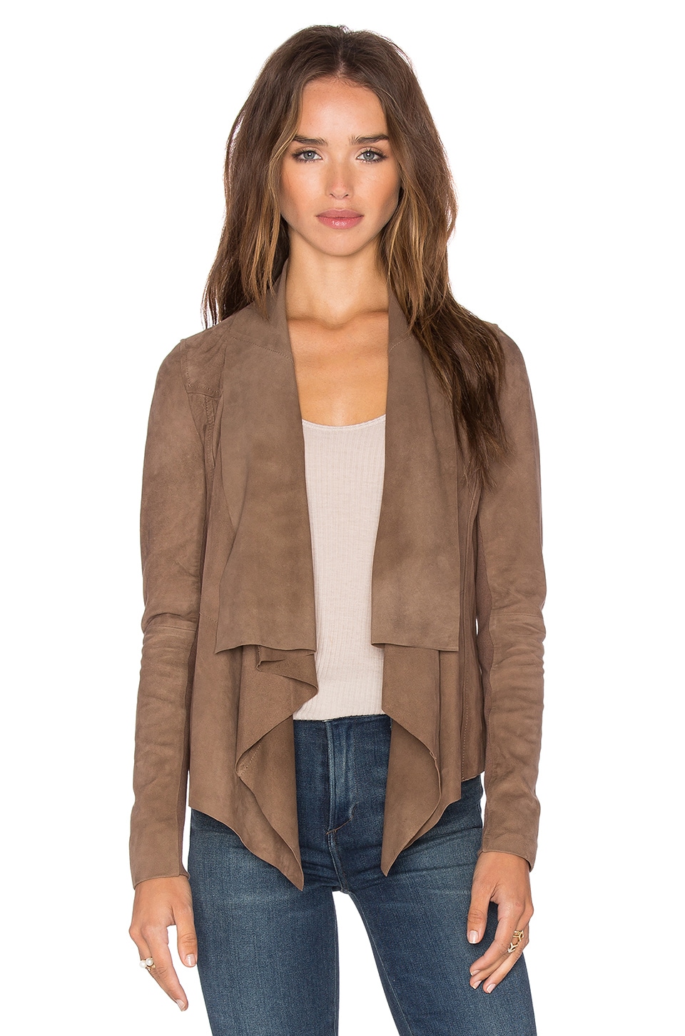 Muubaa Chester Drape Front Jacket In Taupe Revolve