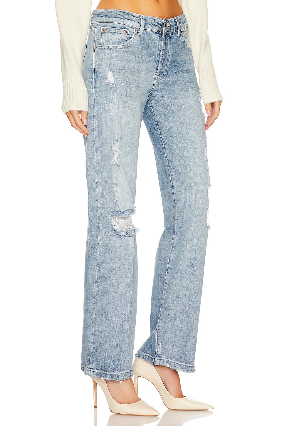 Marissa Webb Rue Loe Rider Vitnage Straight in Distressed Light Blue Vintage Wash