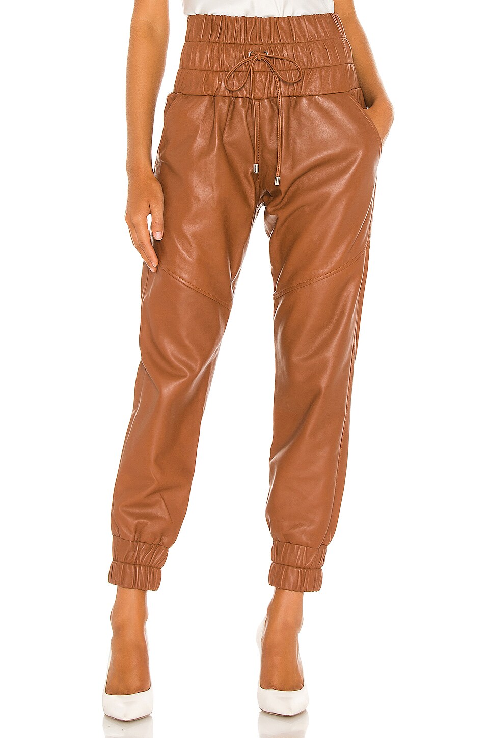 Marissa Webb Dalton Leather Jogger in Sienna | REVOLVE