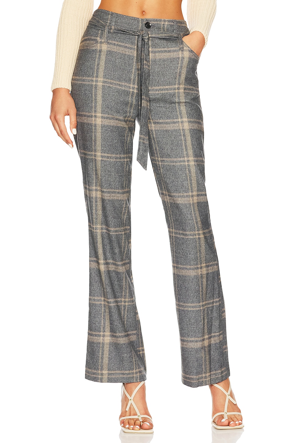 Marissa b Lennon Lightweight Flannel Flare Pant in Fog Grey Plaid REVOLVE
