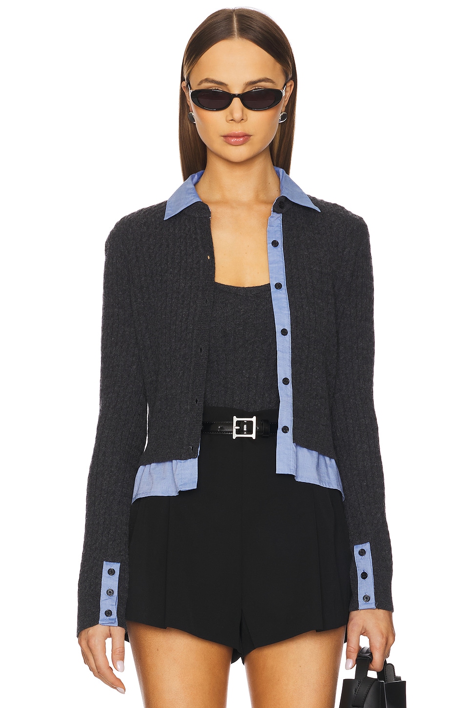 Naadam Mixed Media Cable Cardigan