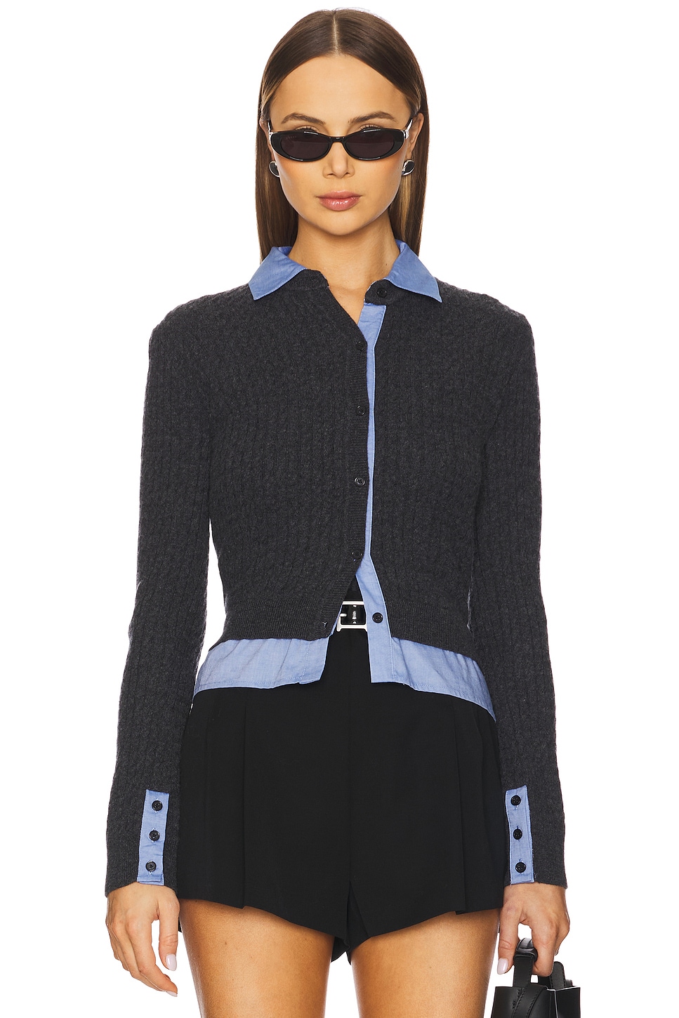 Naadam Mixed Media Cable Cardigan thumbnail