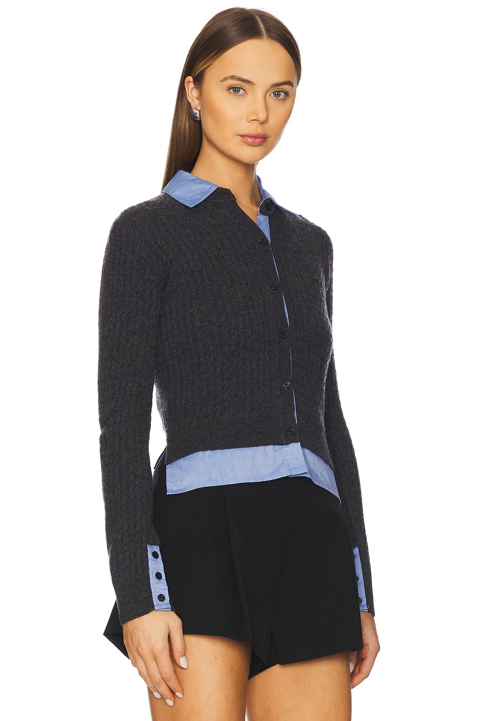 Naadam Mixed Media Cable Cardigan thumbnail