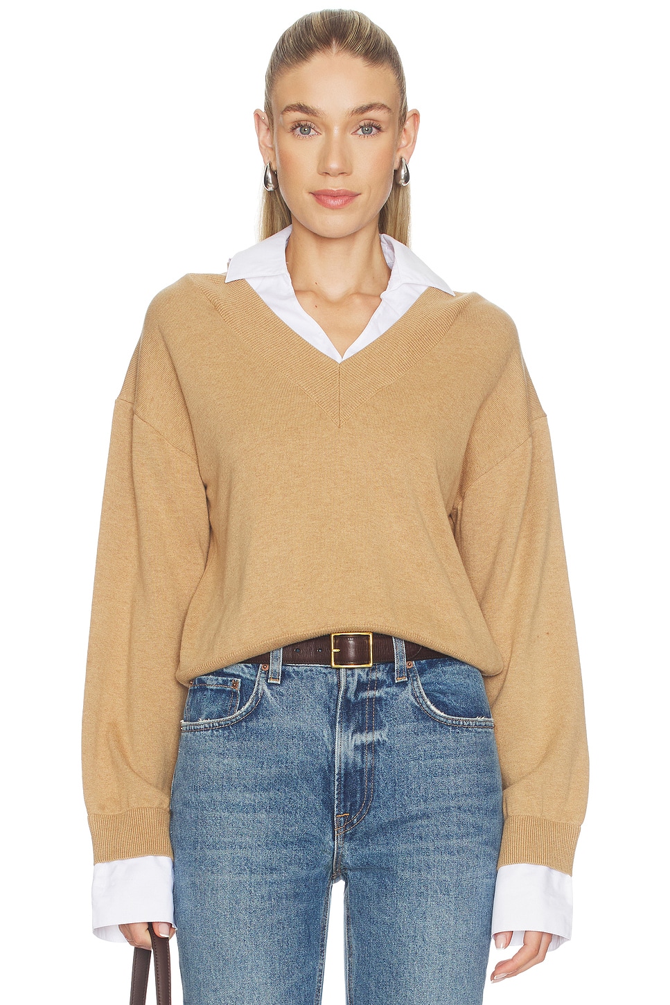 Cotton Cashmere Mixed Media V-neck - thumbnail 2