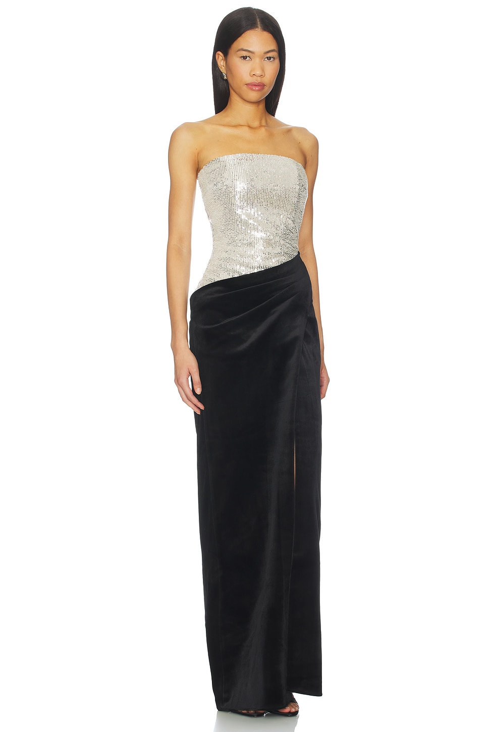 knee length dresses for ladies Long Satin V-Neck Dress by Cinderella Divine BD105 – ABC Fashion main image 0