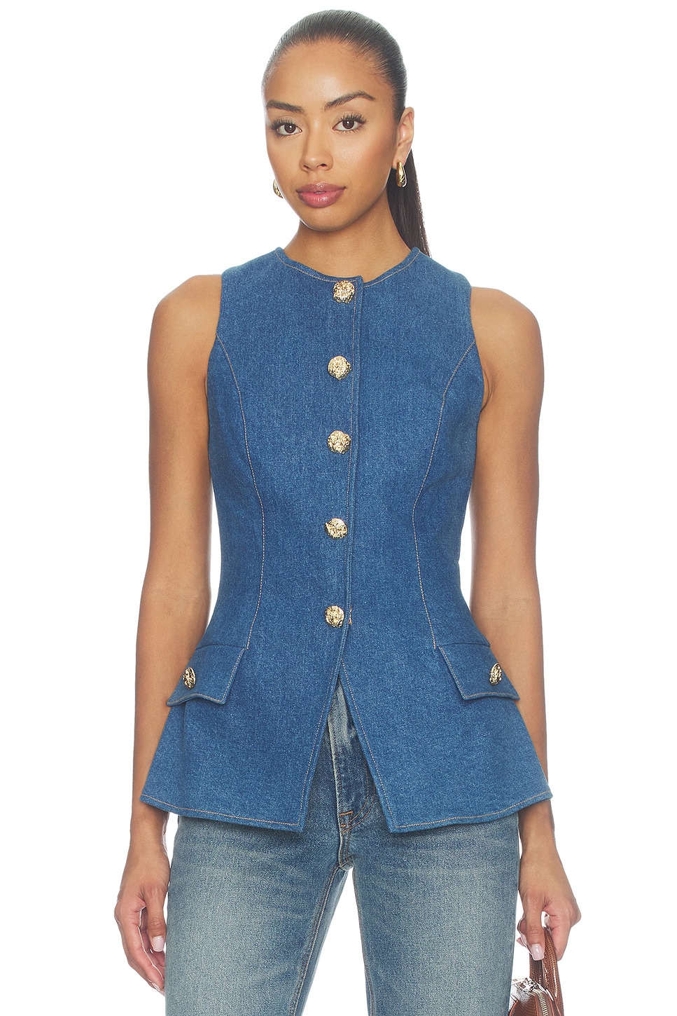 Vintage Wash Denim Waistcoat - thumbnail 2
