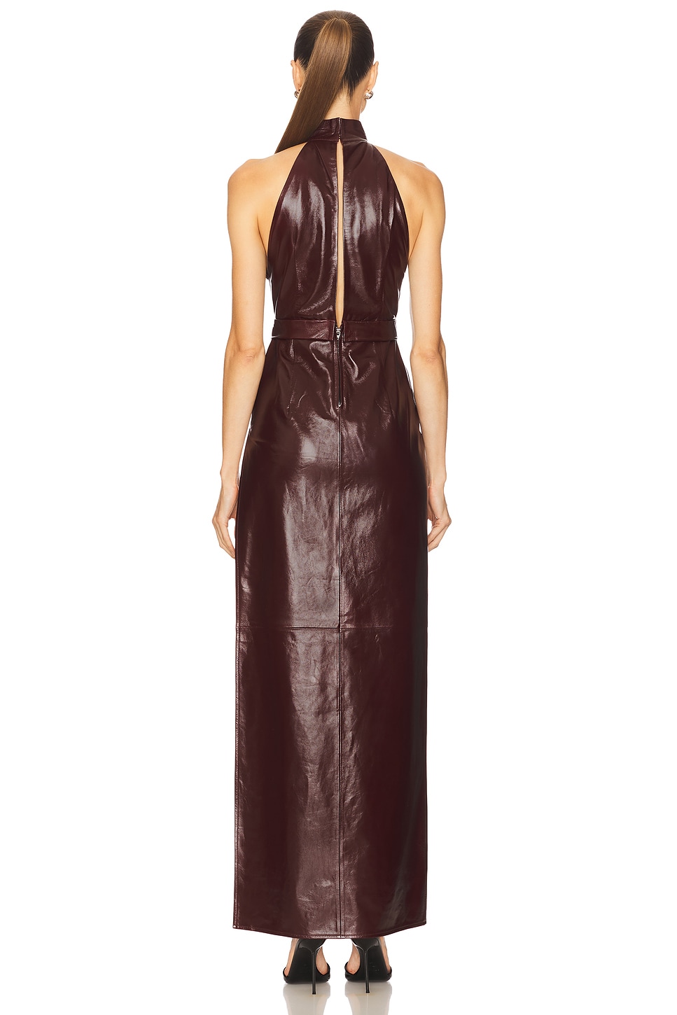 The New Arrivals by Ilkyaz Ozel Nessa Leather Dress in Lava Intensa |  REVOLVE