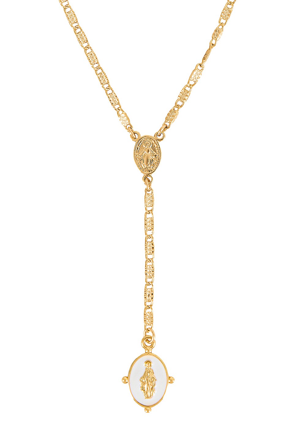 Natalie B Jewelry Lucia Rosary Lariat Necklace in White REVOLVE