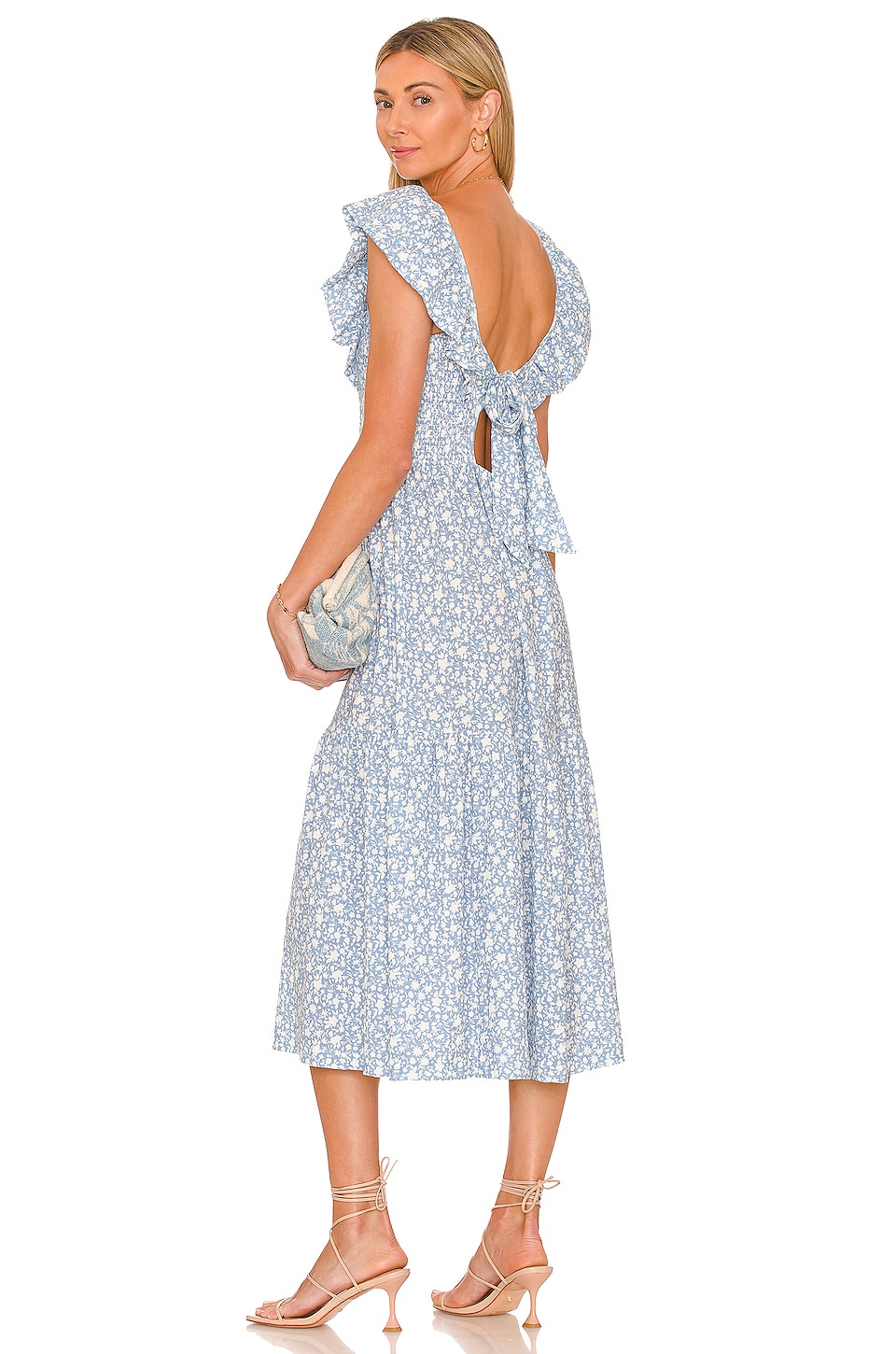 Nation LTD Gwen Tie Back Midi Dress in Blossom