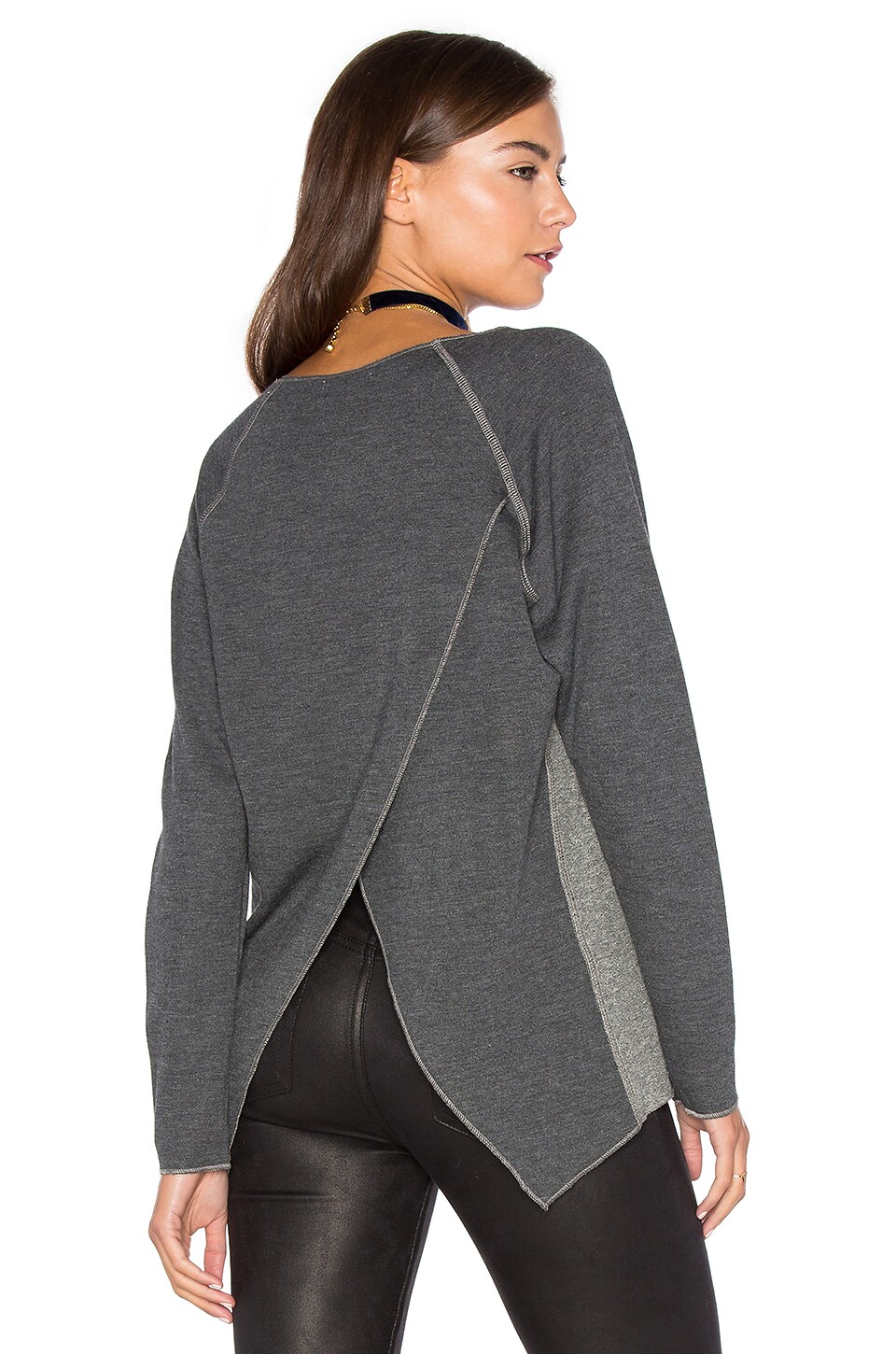 Nation Ltd Rosemary Cross Back Sweatshirt In Charcoal Revolve revolve