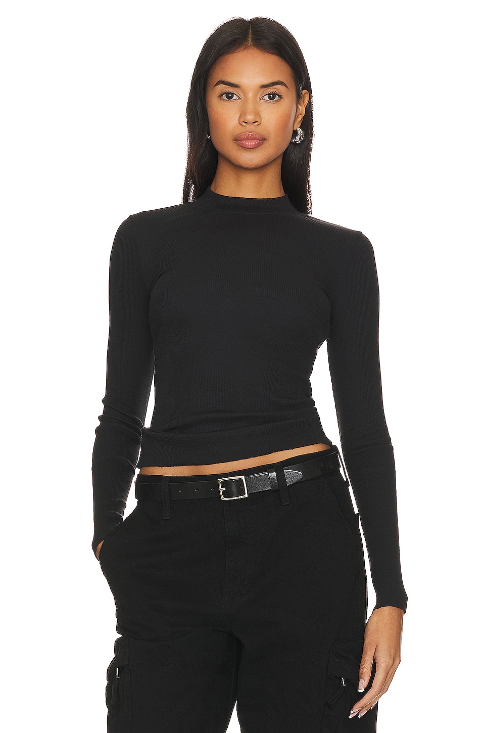 Nation LTD Gina Slim Mock Neck en Jet Black