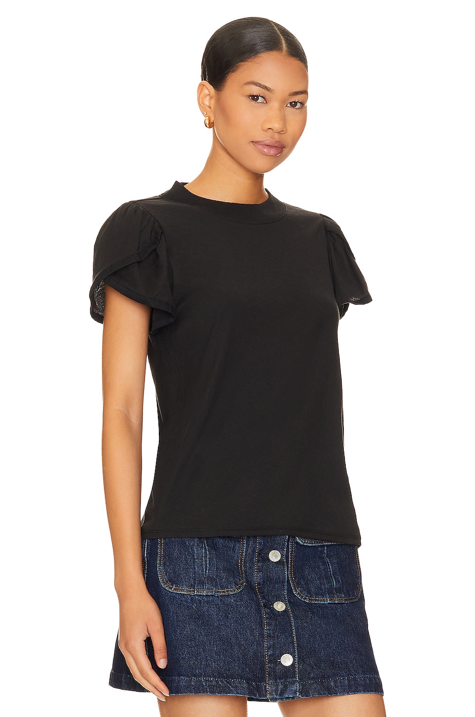 Nation LTD Kennedy Contrast Tulip Sleeve Top thumbnail