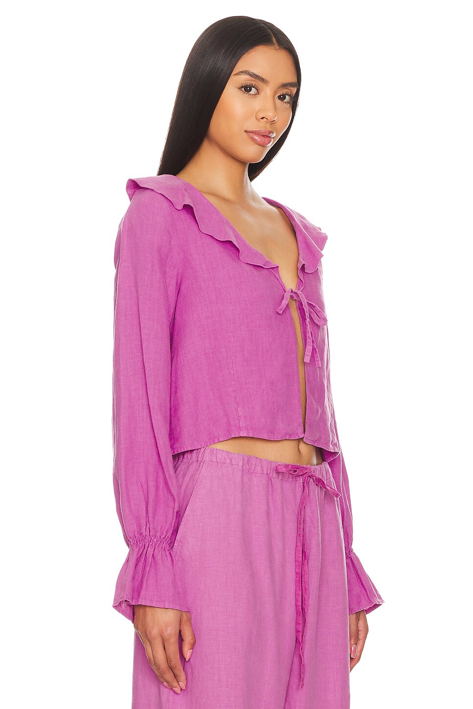 Nation LTD Camila Ruffle Tie Front Top in Rosebud | REVOLVE