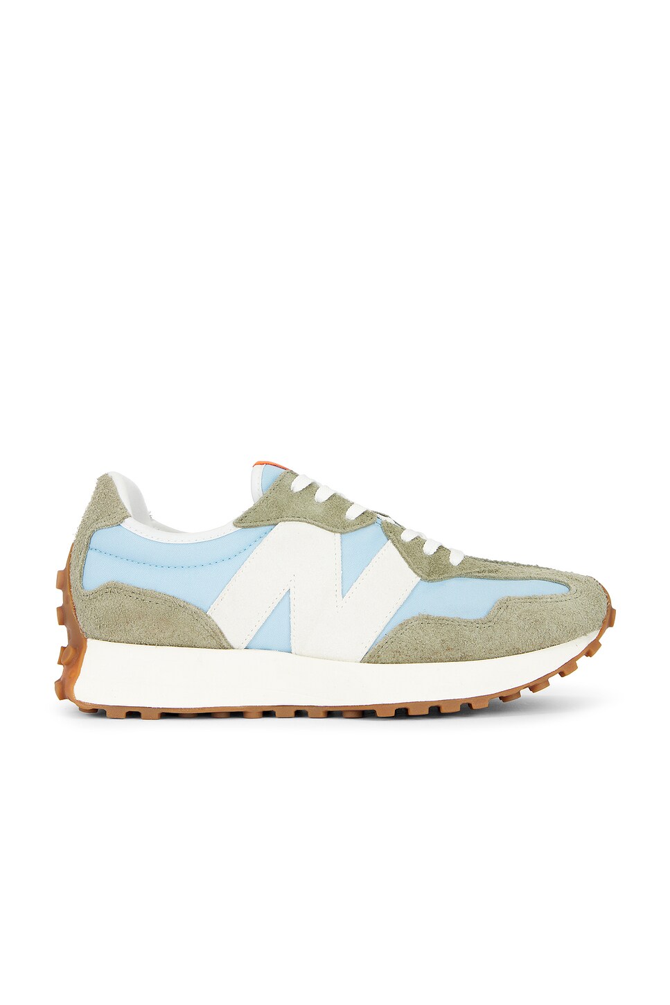 New Balance 327 in Dark Olivine & Chrome Blue | REVOLVE