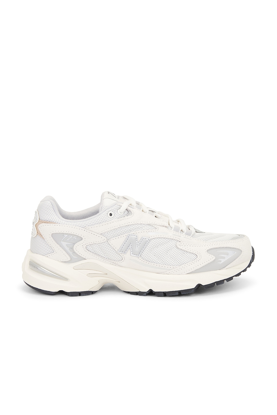 New Balance 725v1 in Sea Salt, Rain Cloud, & Metallic Silver | REVOLVE