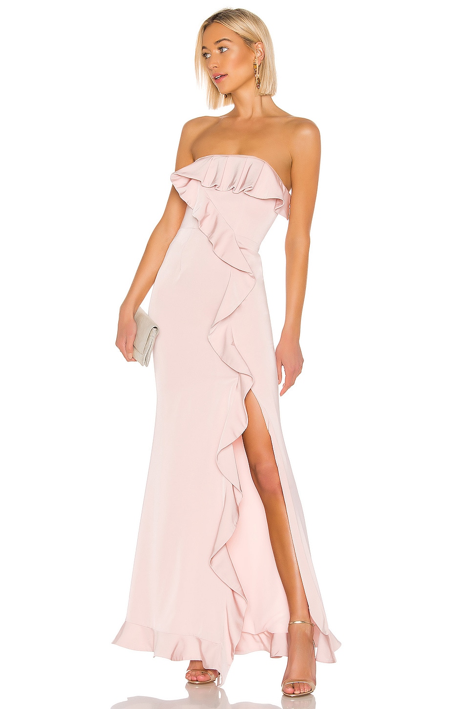 revolve pink strapless dress