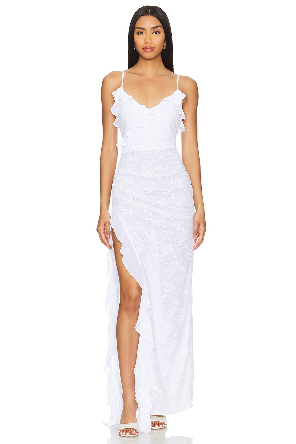 kathlene flutter sleeves maxi dress cream Charlotte Square Neck Flutter Sleeve Maxi Dress