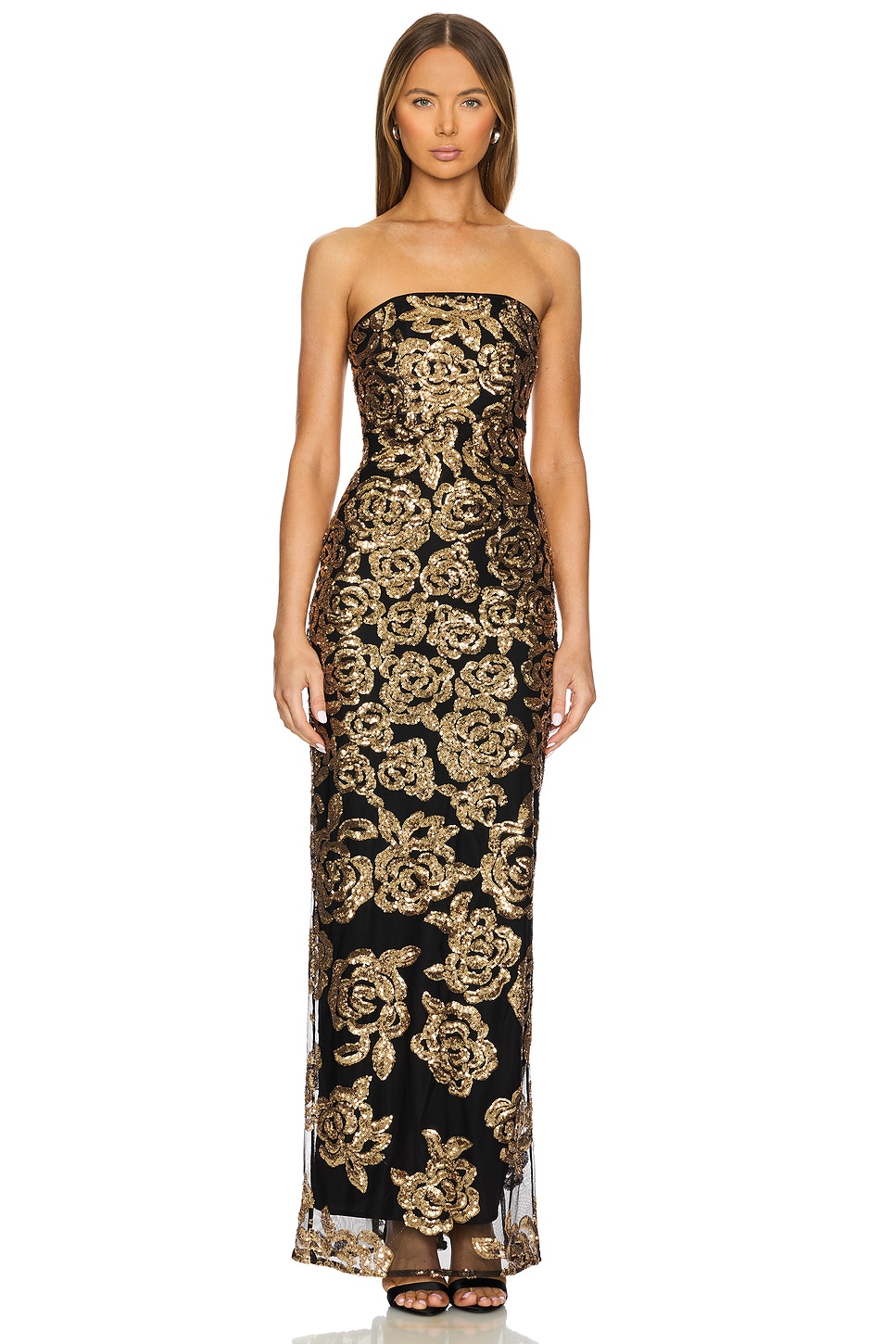 slim fit dress slacks Dress Kamaile Black Gold Lei Pua Kalaunu main image 1