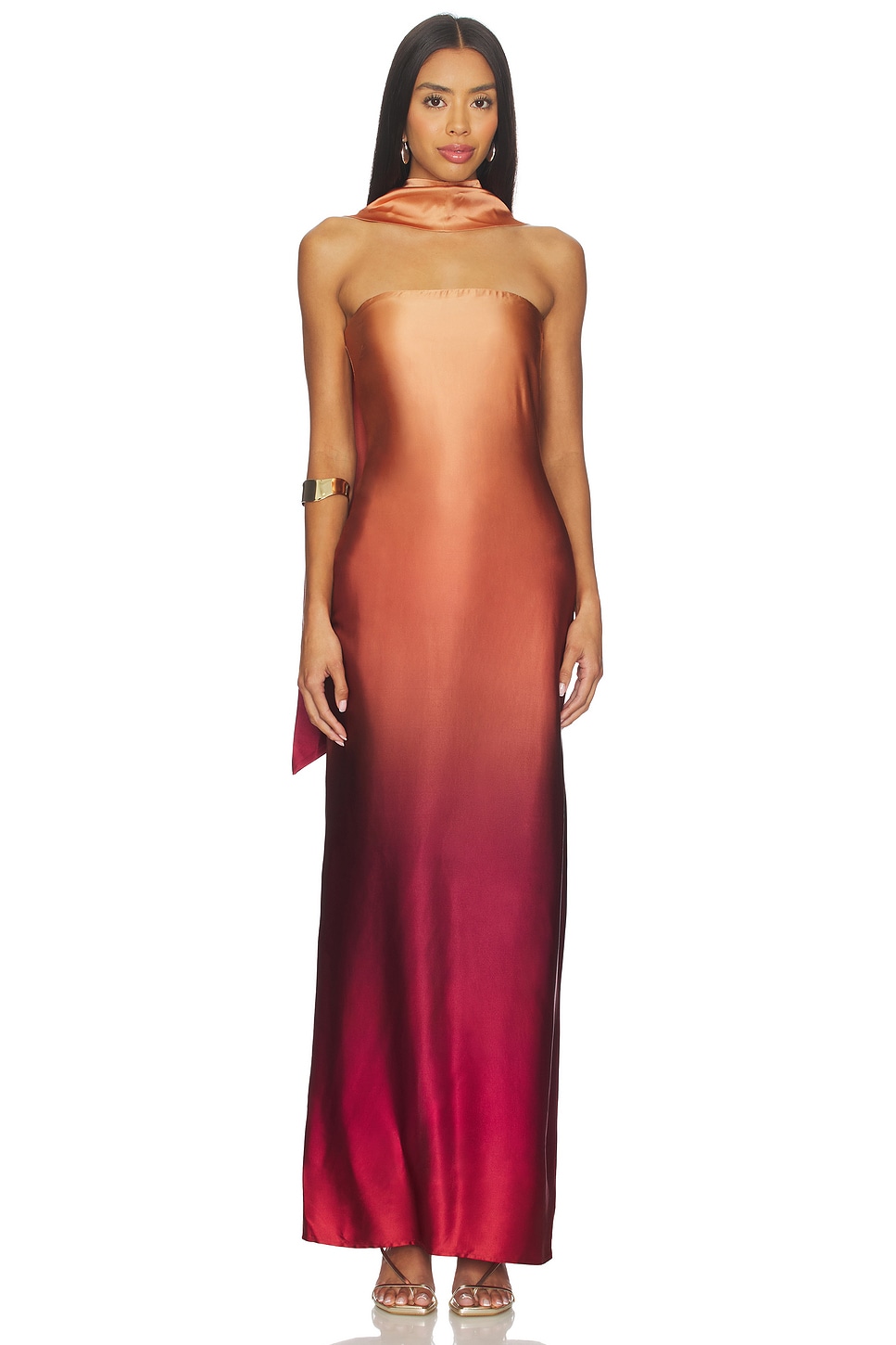 open lace back dress Burgundy Sequin Maxi Dress With Gold Detail main image 0