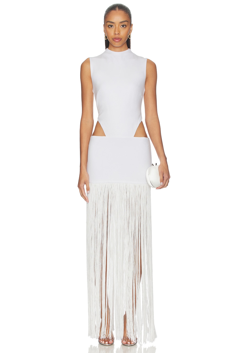 chinese dress ladies Take Me to Nashville Fringe Maxi Dress: White main image 0