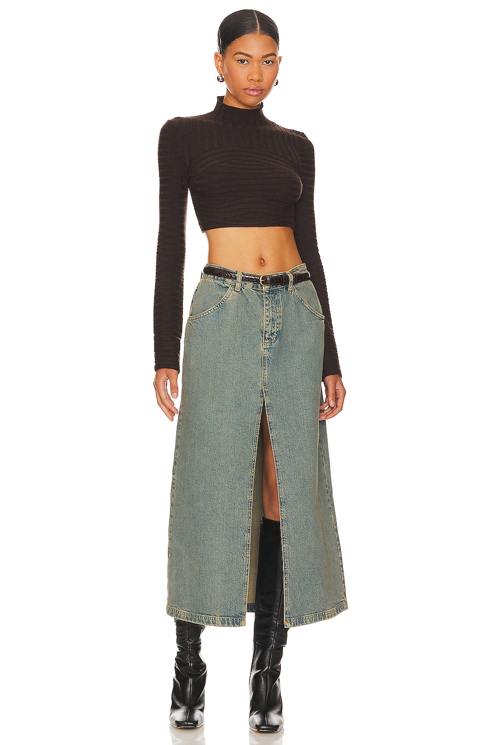Dylan Wide Rib Cropped Sweater