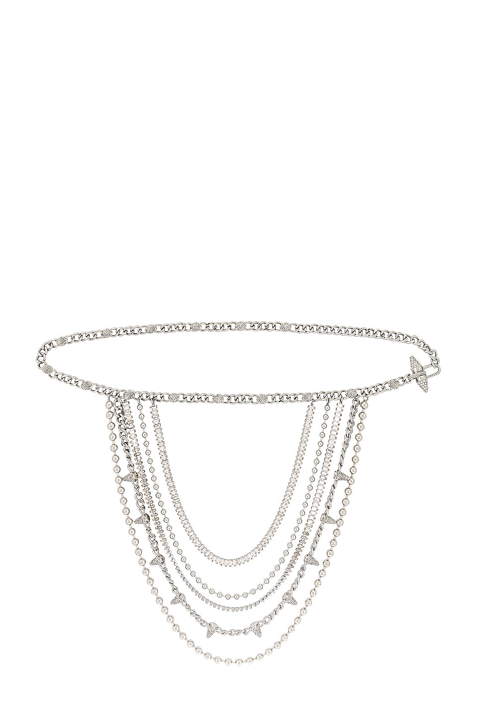 NBD Spiked Chain Belt in Silver Rhinestone | REVOLVE