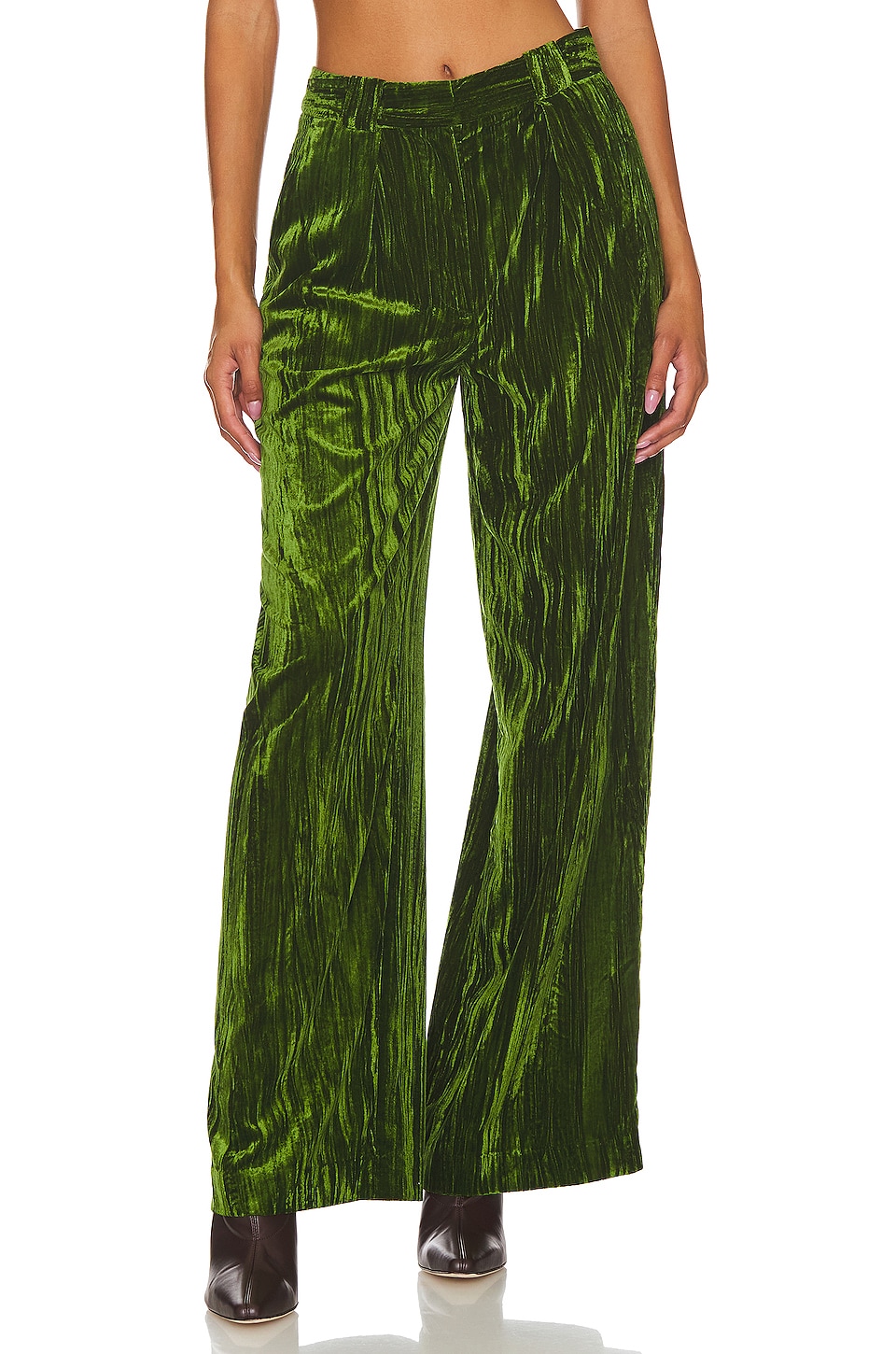 Red Button SRB4052 Tessy Dark Green Velvet Pull-On Trousers – Dotique