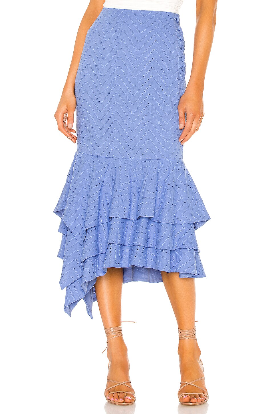 Nbd Ayesha Midi Skirt In Periwinkle Blue