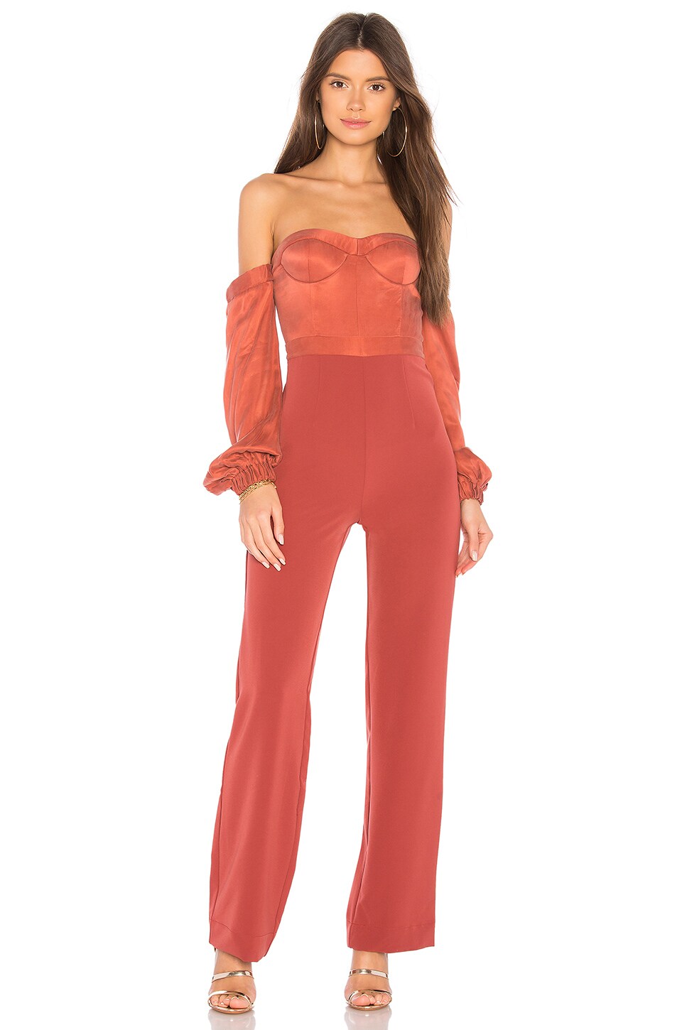 xs unfavorite nbd lily jumpsuit in rust in rust $heartscreen