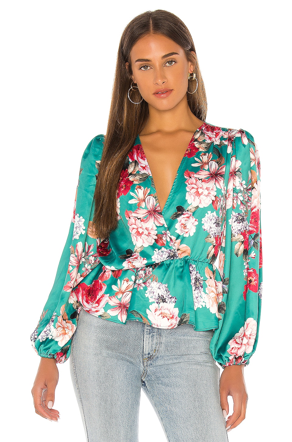NBD Mary Katherine Blouse in Teal Floral | REVOLVE
