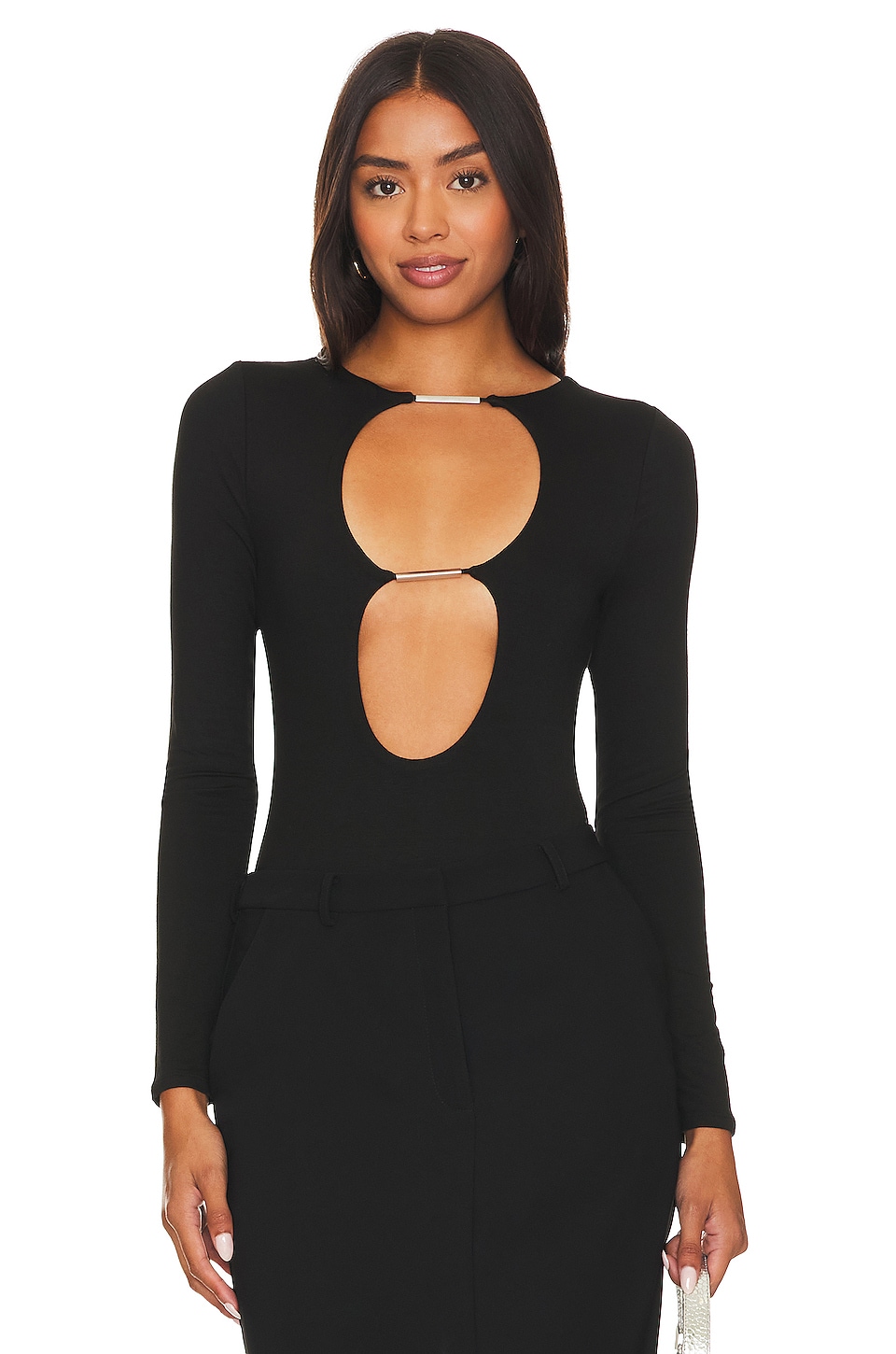 Long Sleeve Bodysuit For Women Sexy Crew Neck Tops Body Suits Womens Dupes  Bodysuits Jet Black X-Large