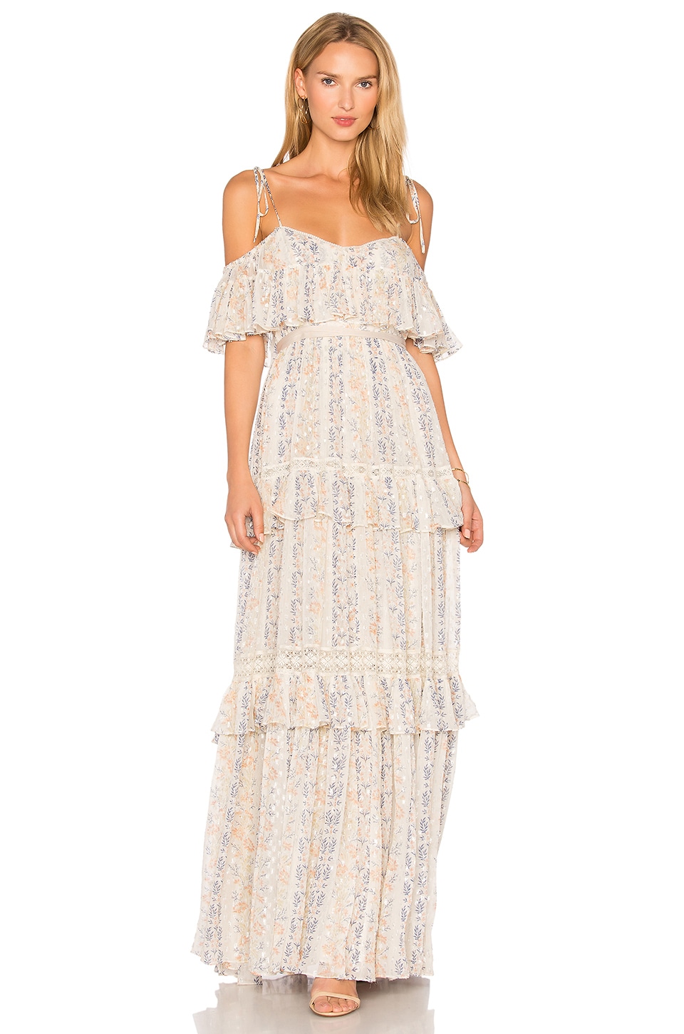 floral and stripe maxi dress