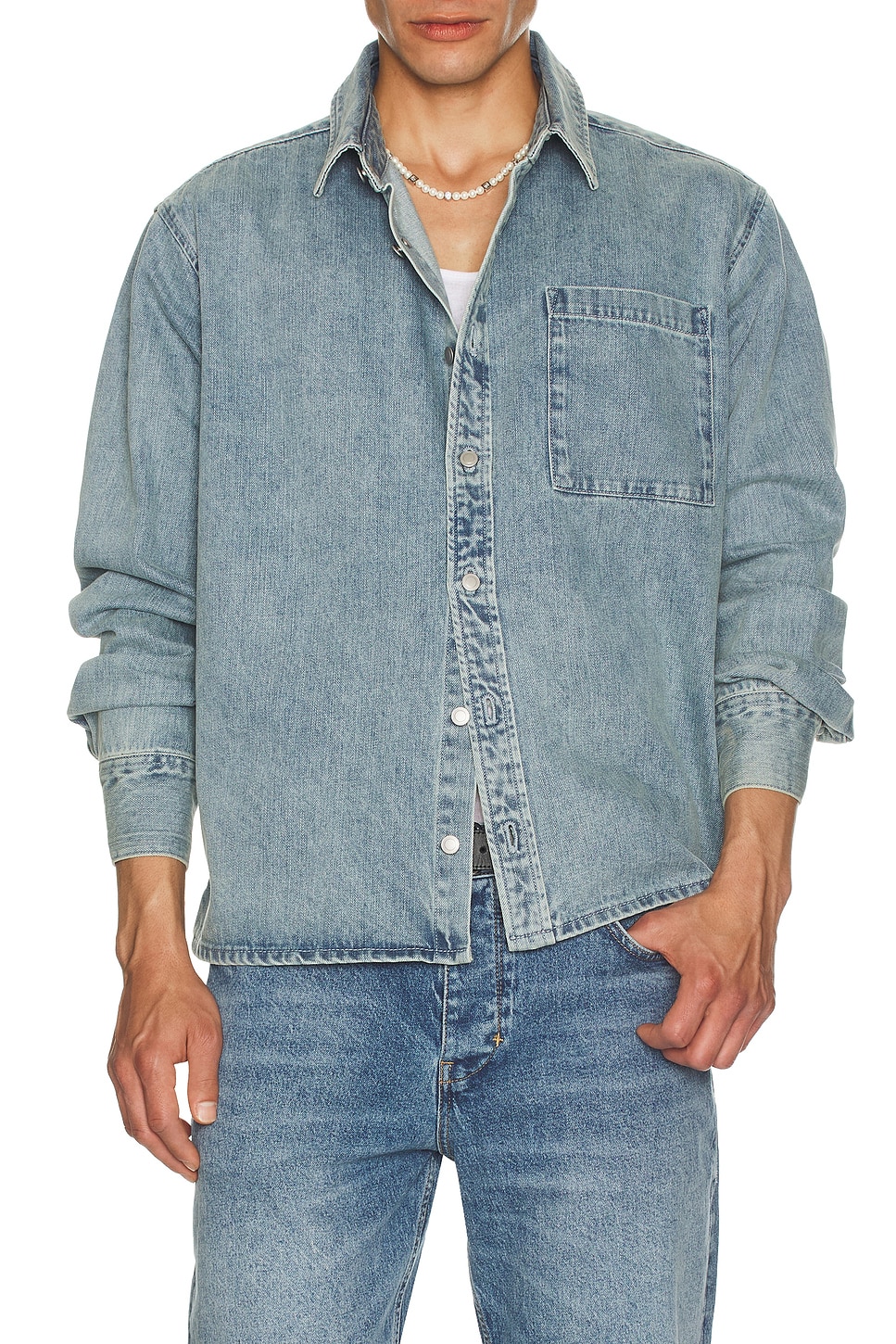 Regular Fit Denim Shirt - Thumbnail 3