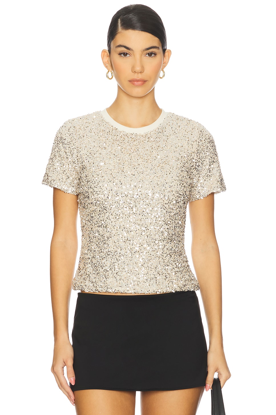 Never Fully Dressed Sequin T-shirt in Silver | REVOLVE