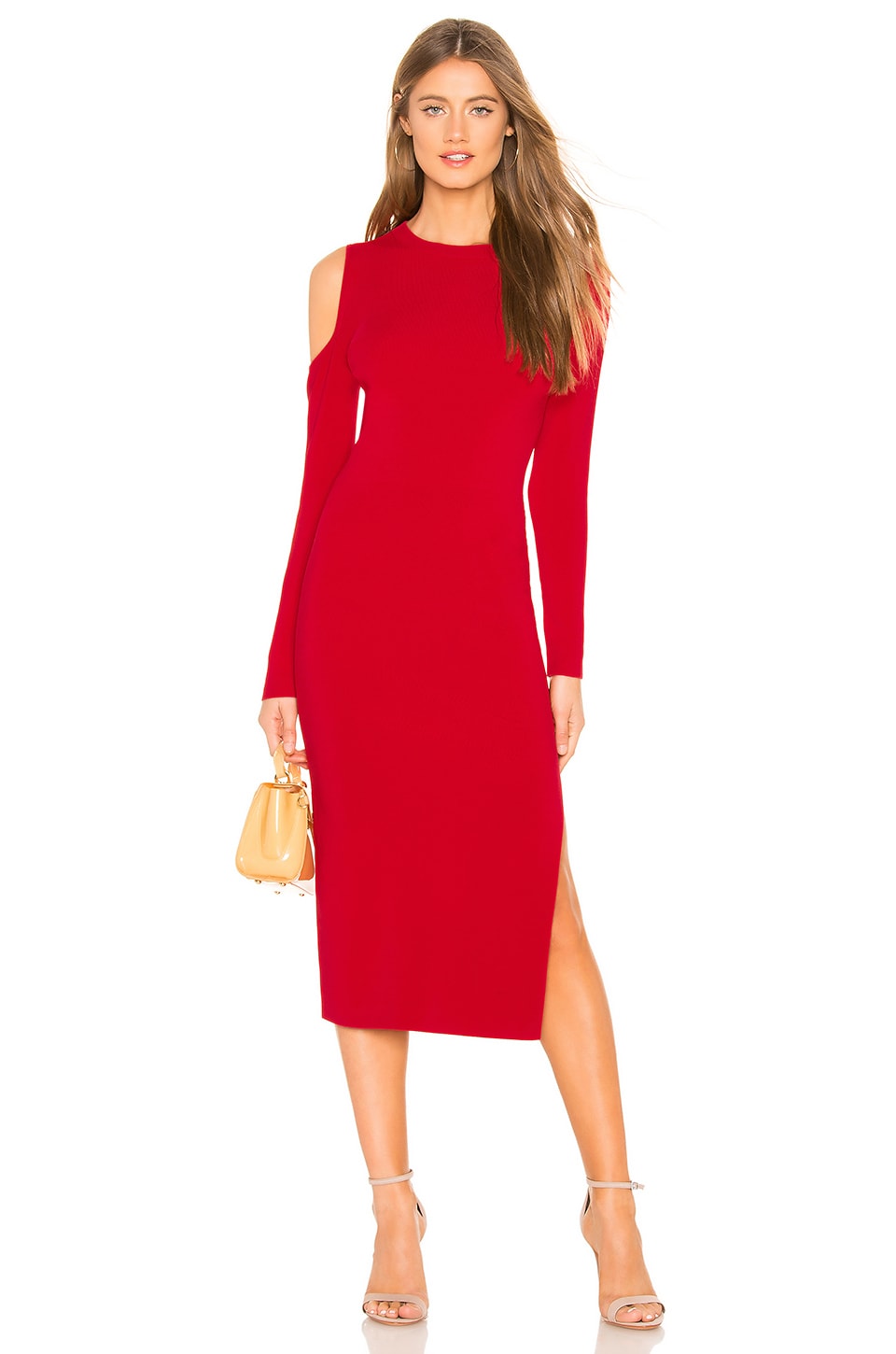 red dress cold shoulder