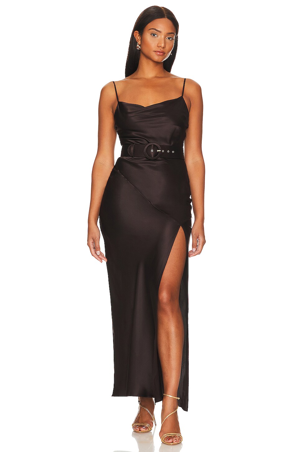 NICHOLAS Simone Cowl Neck Dress in Dark Chocolate | REVOLVE