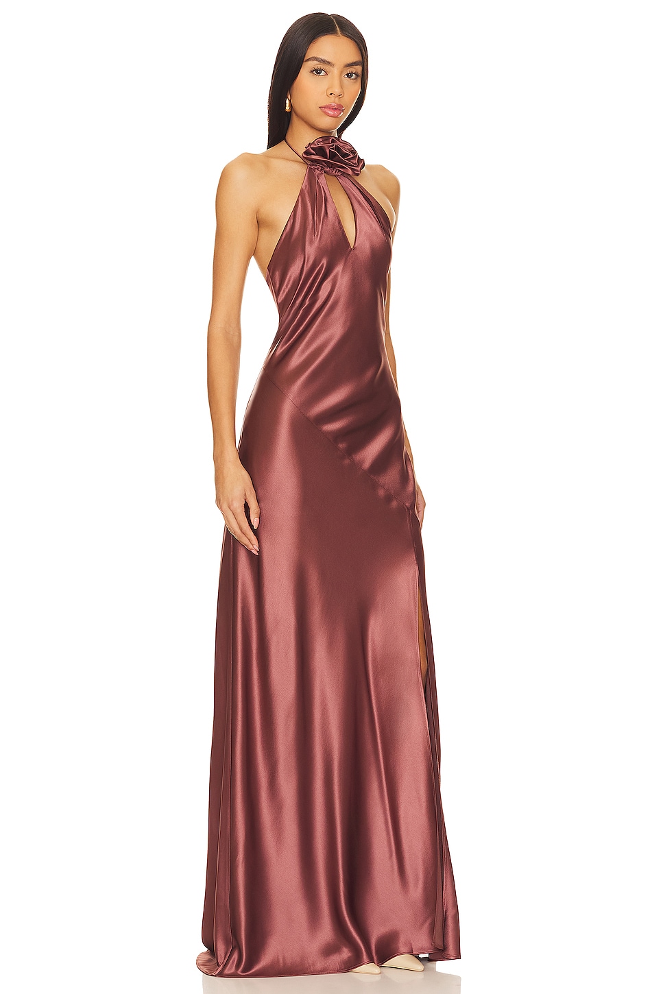 NICHOLAS Ana Halter Dress With Removable Flower thumbnail