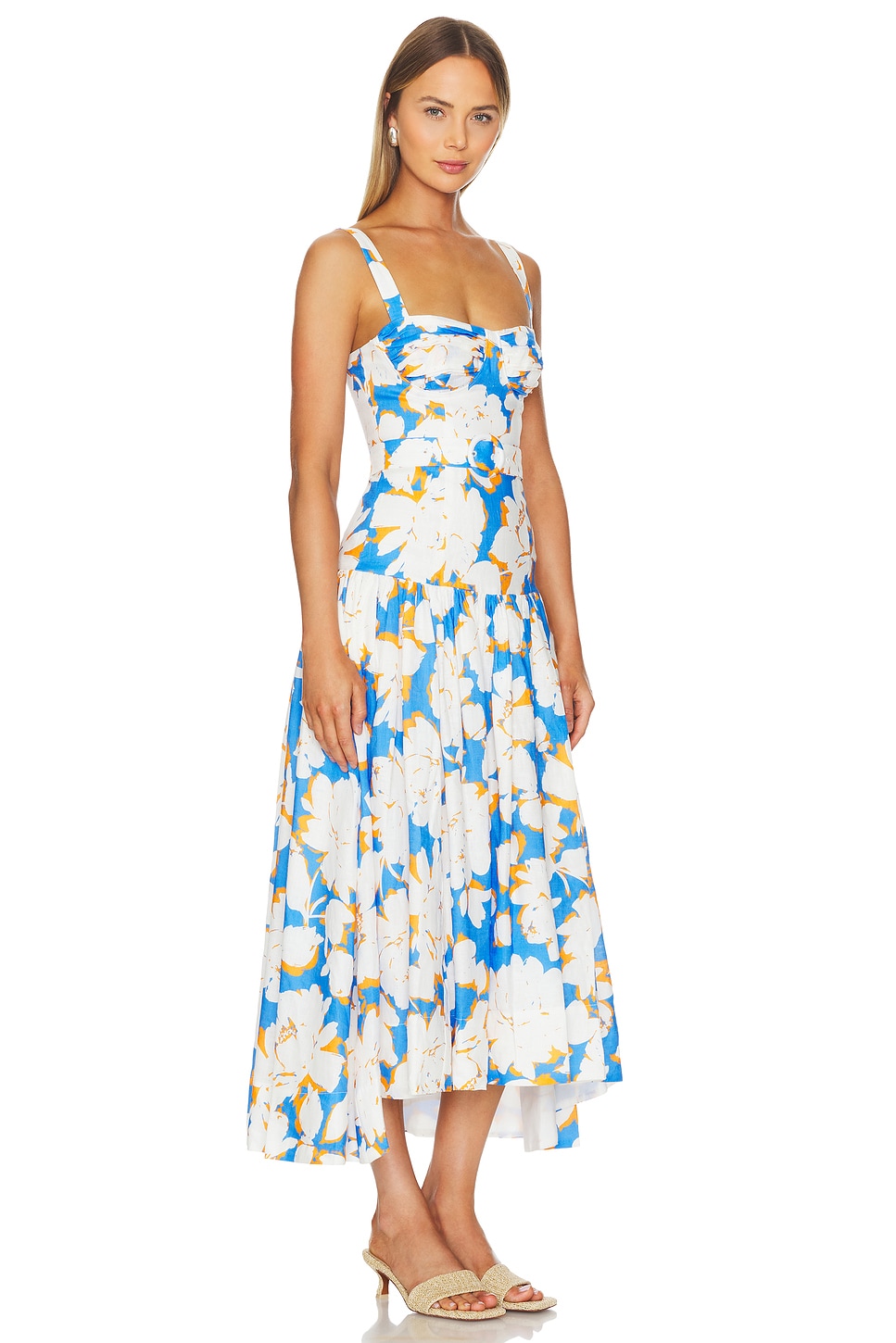 drop waist corset midi dress Miss Circle Women Reina Blue Drop Waist Corset Midi Dress