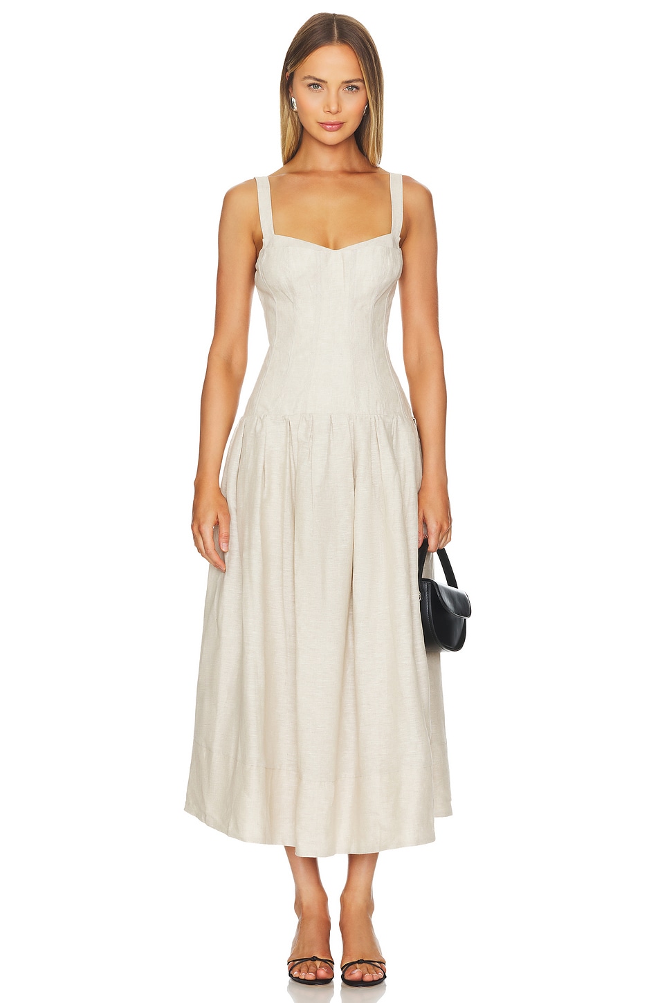 NICHOLAS Makenna Drop Waist Corset Midi Dress