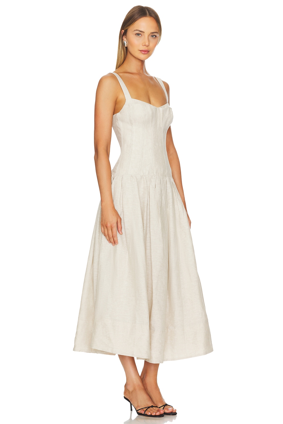 NICHOLAS Makenna Drop Waist Corset Midi Dress thumbnail