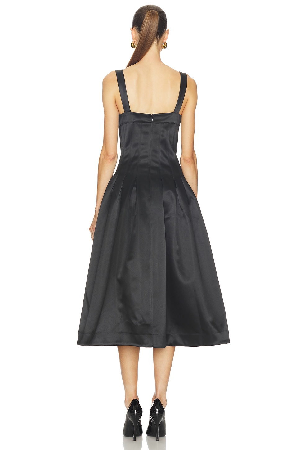Nicholas Cory Corset Waist Midi Dress in Black - Size 2