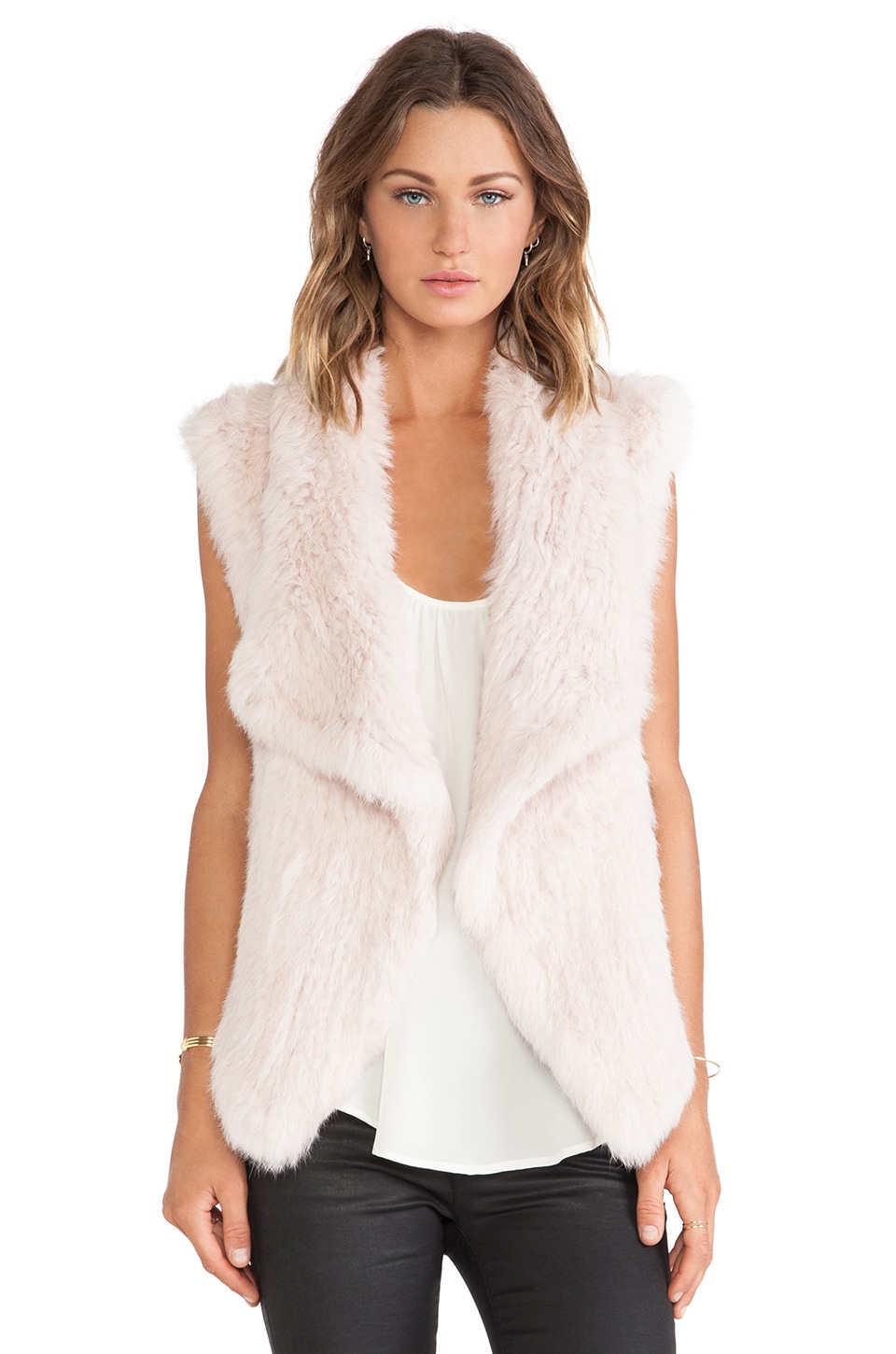 blush fur vest