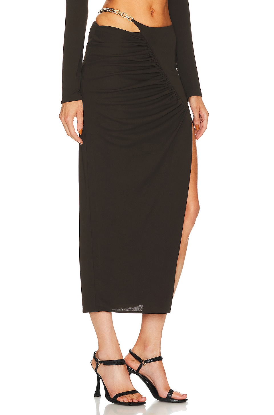 NICHOLAS Dorette Asymmetrical Midi Skirt with Chain Hardware in ...