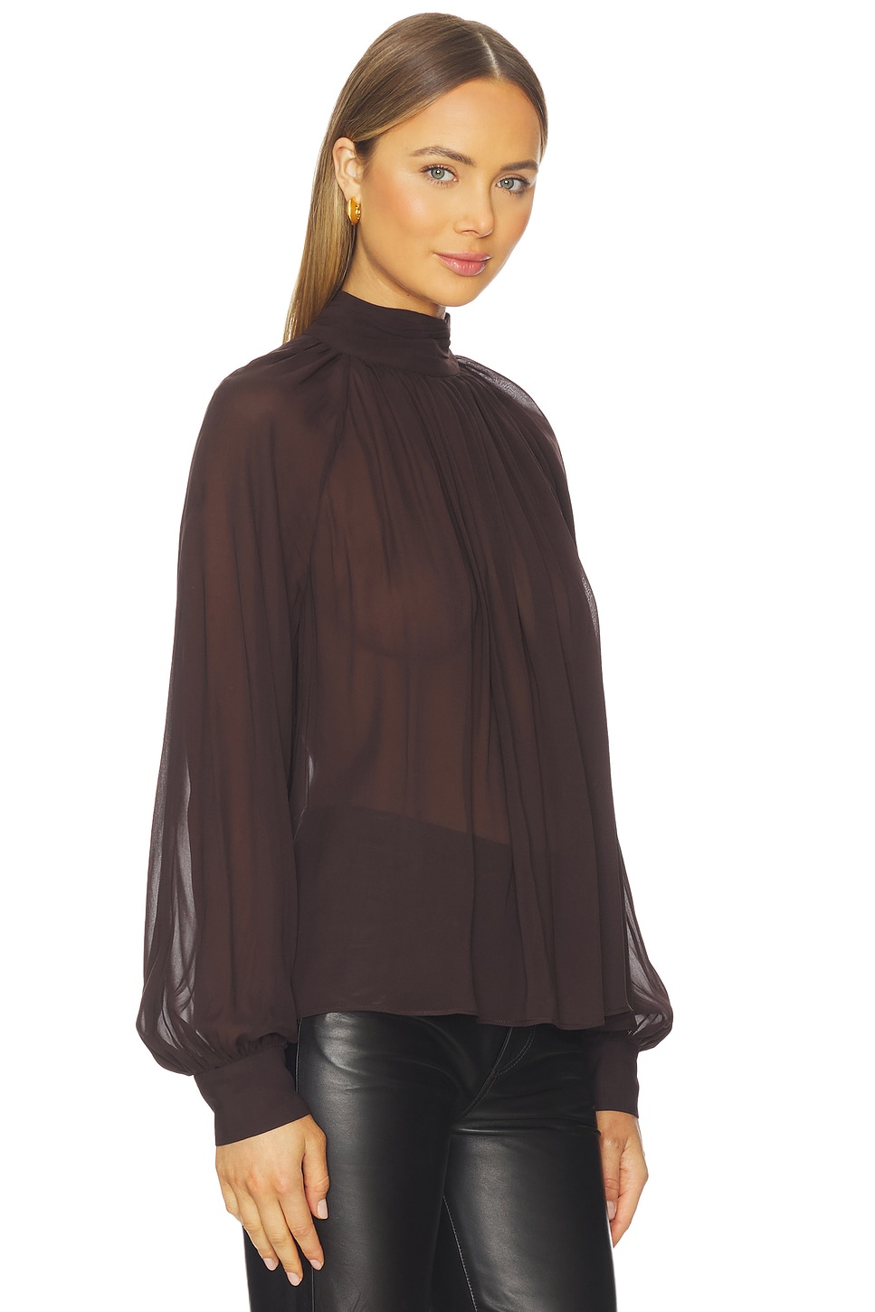 Solene Long Sleeve Mock Neck Blouse - thumbnail 3