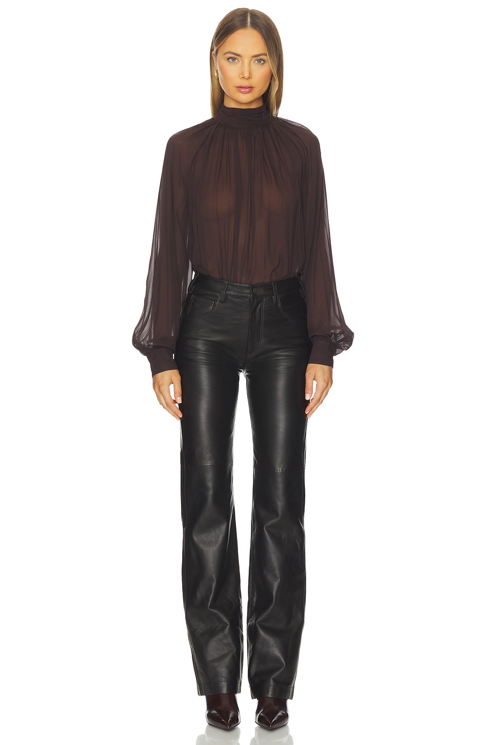 Solene Long Sleeve Mock Neck Blouse