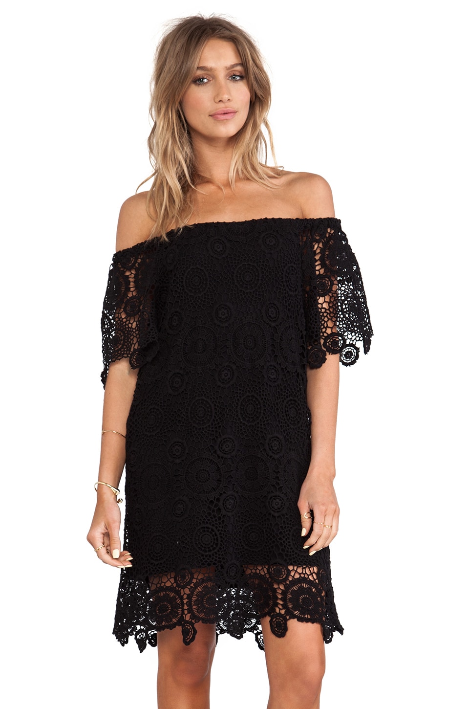 Nightcap Carmen Crochet Dress in Black | REVOLVE