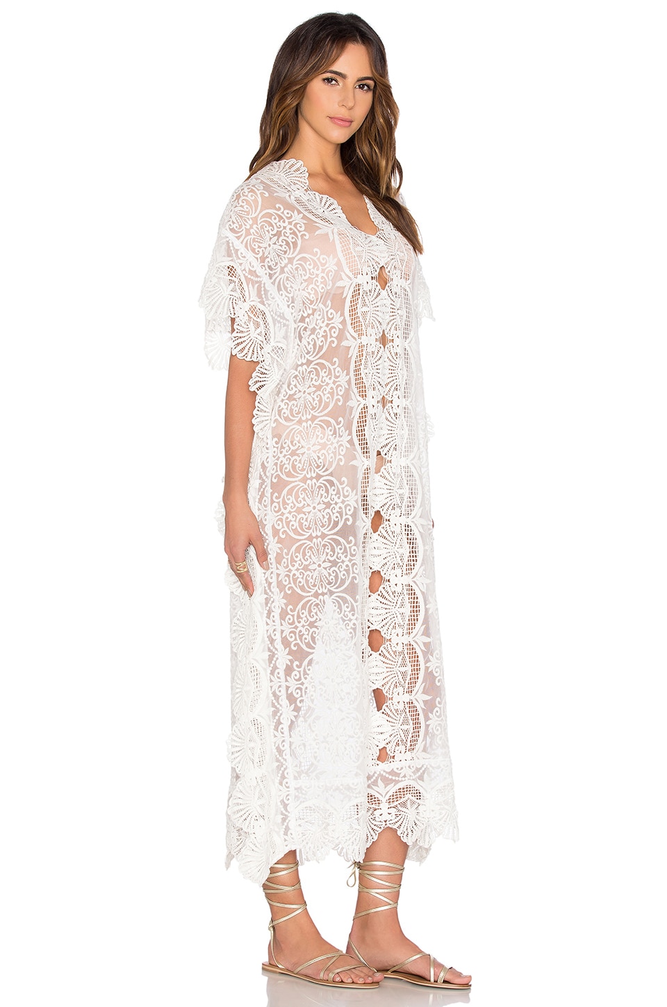 Nightcap Seashell Lace Caftan in Vintage White | REVOLVE