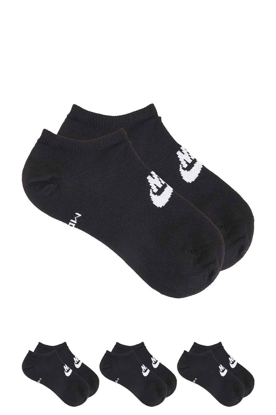 3 Pack No-Show Socks in Black, White - Thumbnail 1
