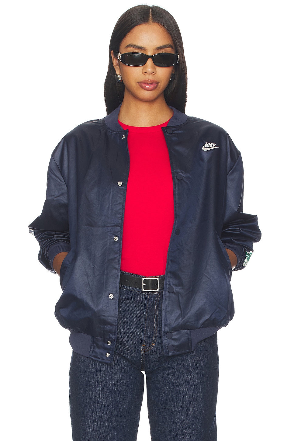 Nike Nk Club Varsity Jacket Reissue in Obsidian & Sail | REVOLVE