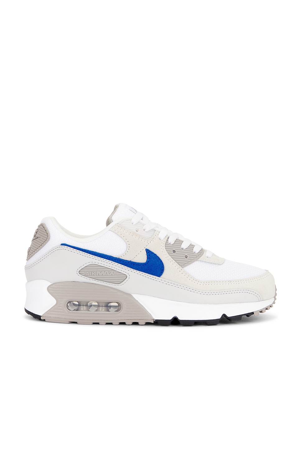 Nike Air Max 90 Sneakers in White, Racer Blue, & College